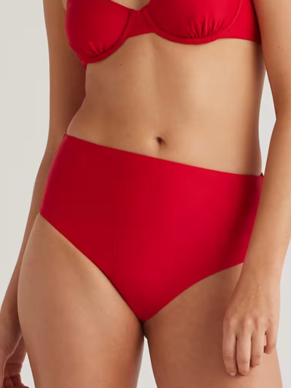 NWT Quince Italian high waist bikini, bottom, red, medium.